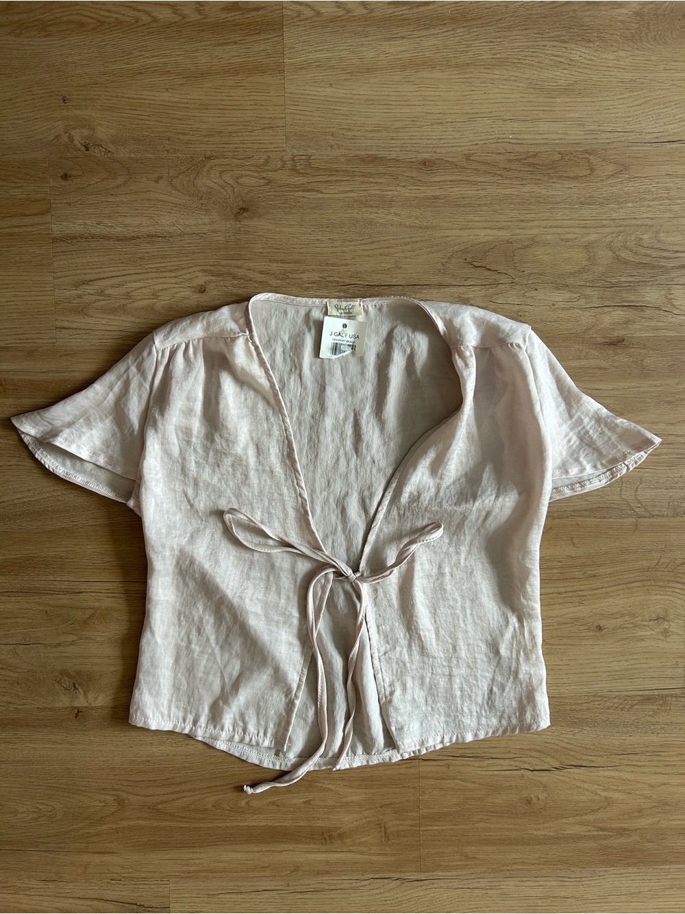 John Galt Adjustable Tie-Front Pink Shimmer Top